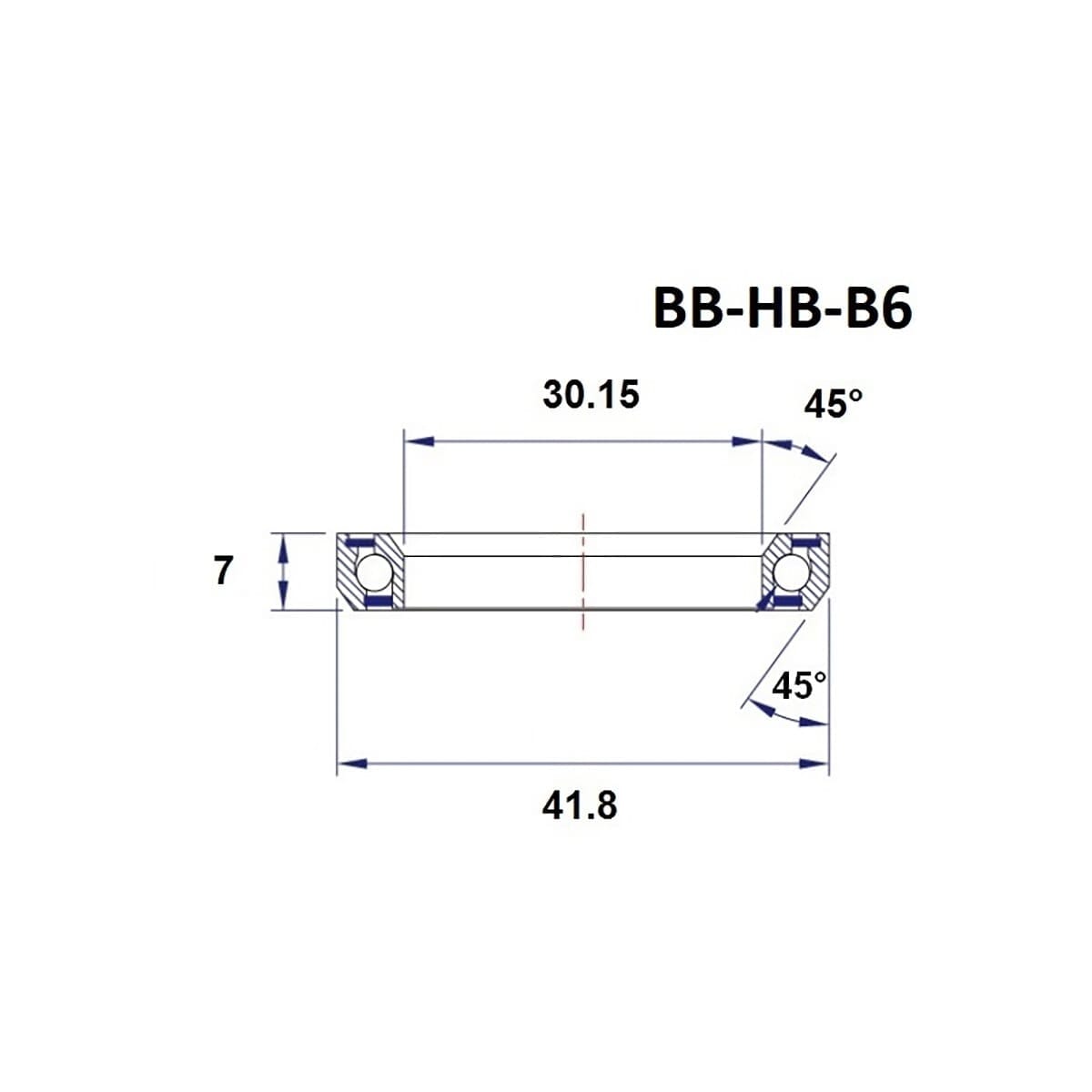 BLACK BEARING B6 cuscinetto di sterzo 1-1/8" 45/45° (30,15 x 41,8 x 7 mm)