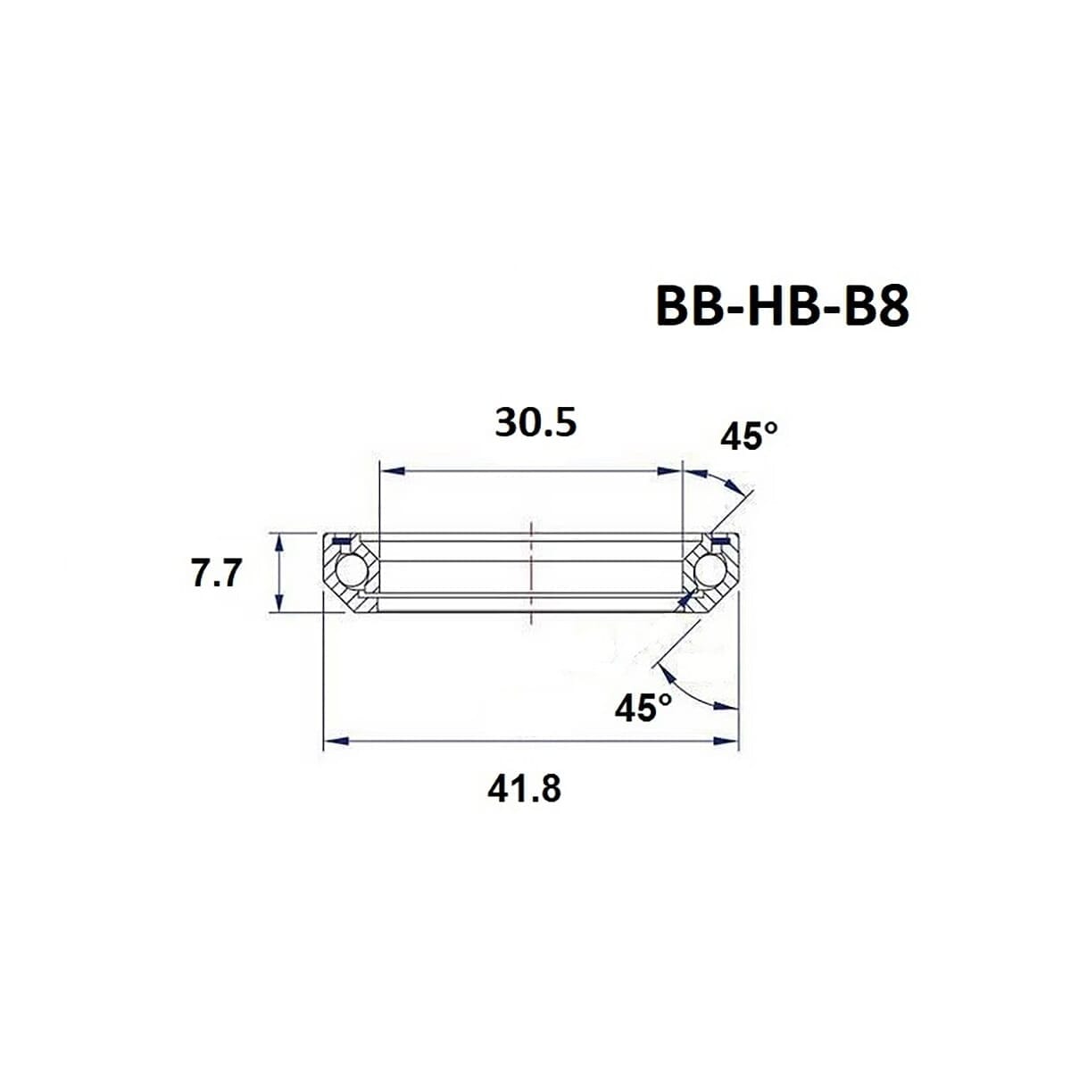 BLACK BEARING B8 cuscinetto di sterzo 1-1/8" 45/45° (30,5 x 41,8 x 7,7 mm)