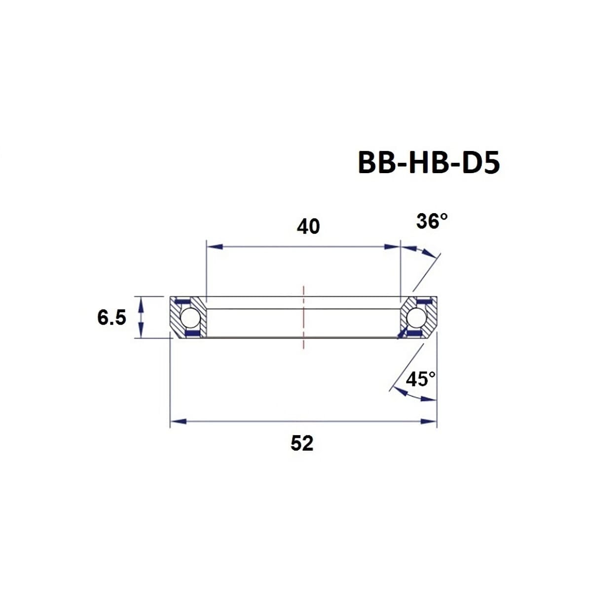 BLACK BEARING D5 cuscinetto sterzo 1-1/2" 36/45° (40 x 52 x 6,5 mm)