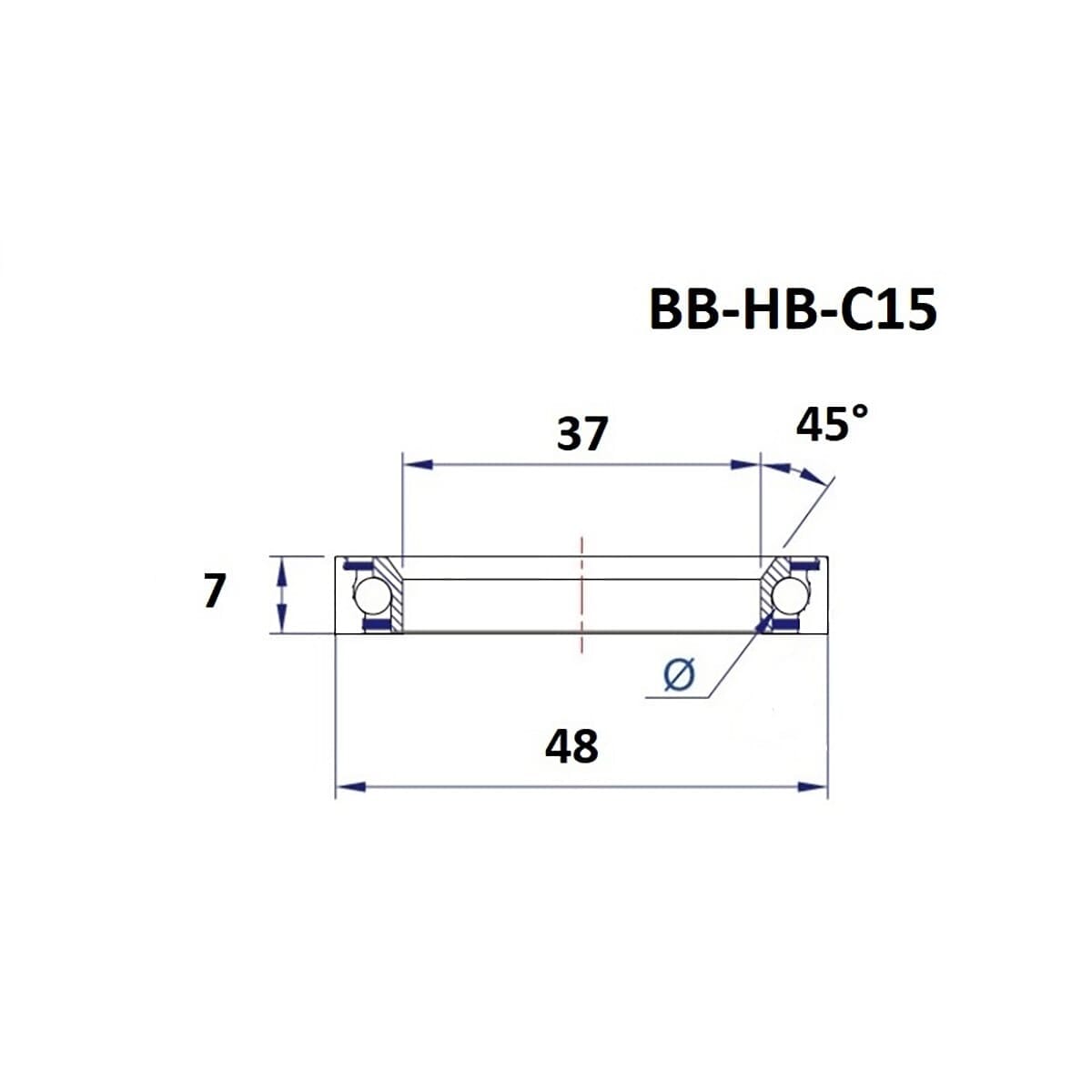 Cuscinetti BLACK BEARING C15 45/90° (37 x 48 x 7 mm)