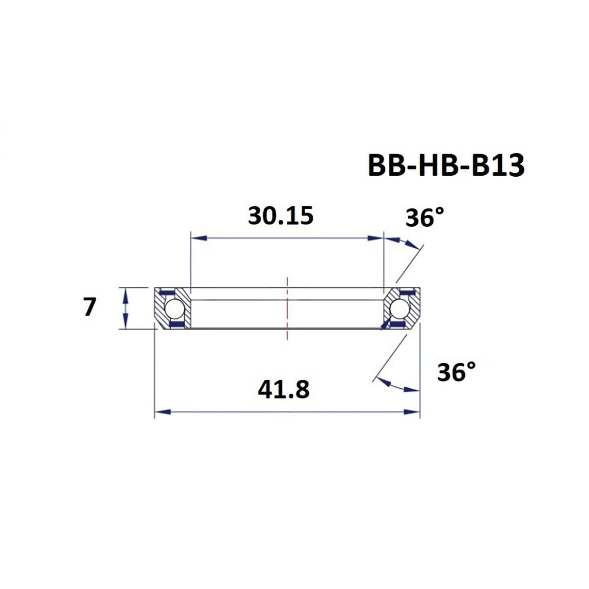 BLACK BEARING B13 hovedleje 1-1/8" 36/36° (30,15 x 41,8 x 7 mm)