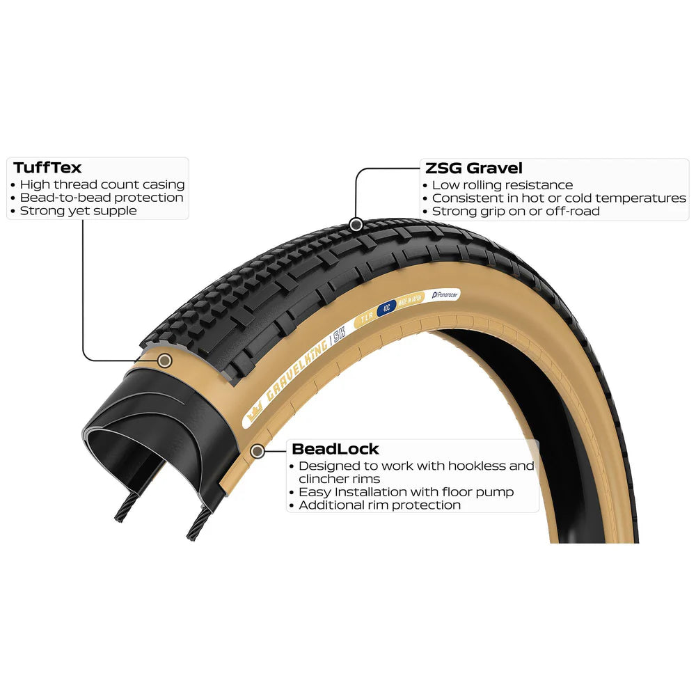 PANARACER GRAVELKING SK TLR 700x40c Tubeless Ready Beige dæk