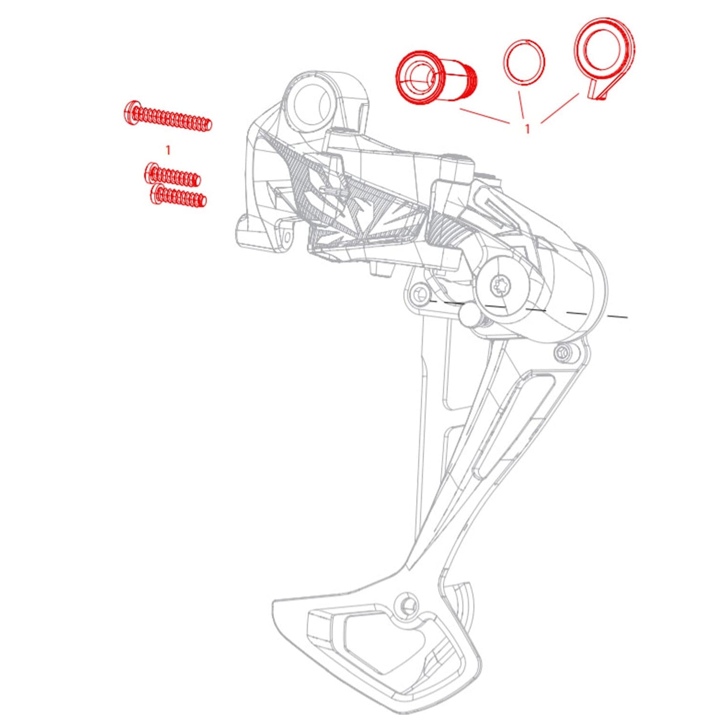 SRAM SX Eagle Hinterer Umwerfer Schrauben und Stopper Kit #11.7518.094.000