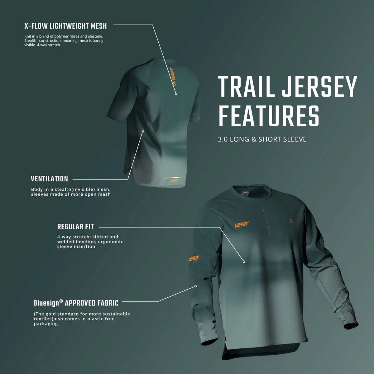 Maillot LEATT MTB TRAIL 3.0 Femme Manches Courtes Vert