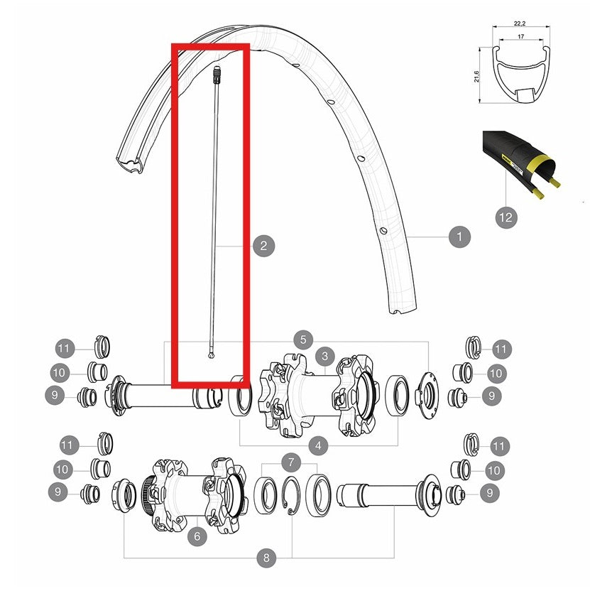 Sats med 12 MAVIC KSYRIUM PRO ALLROAD 291,5 mm framekrar
