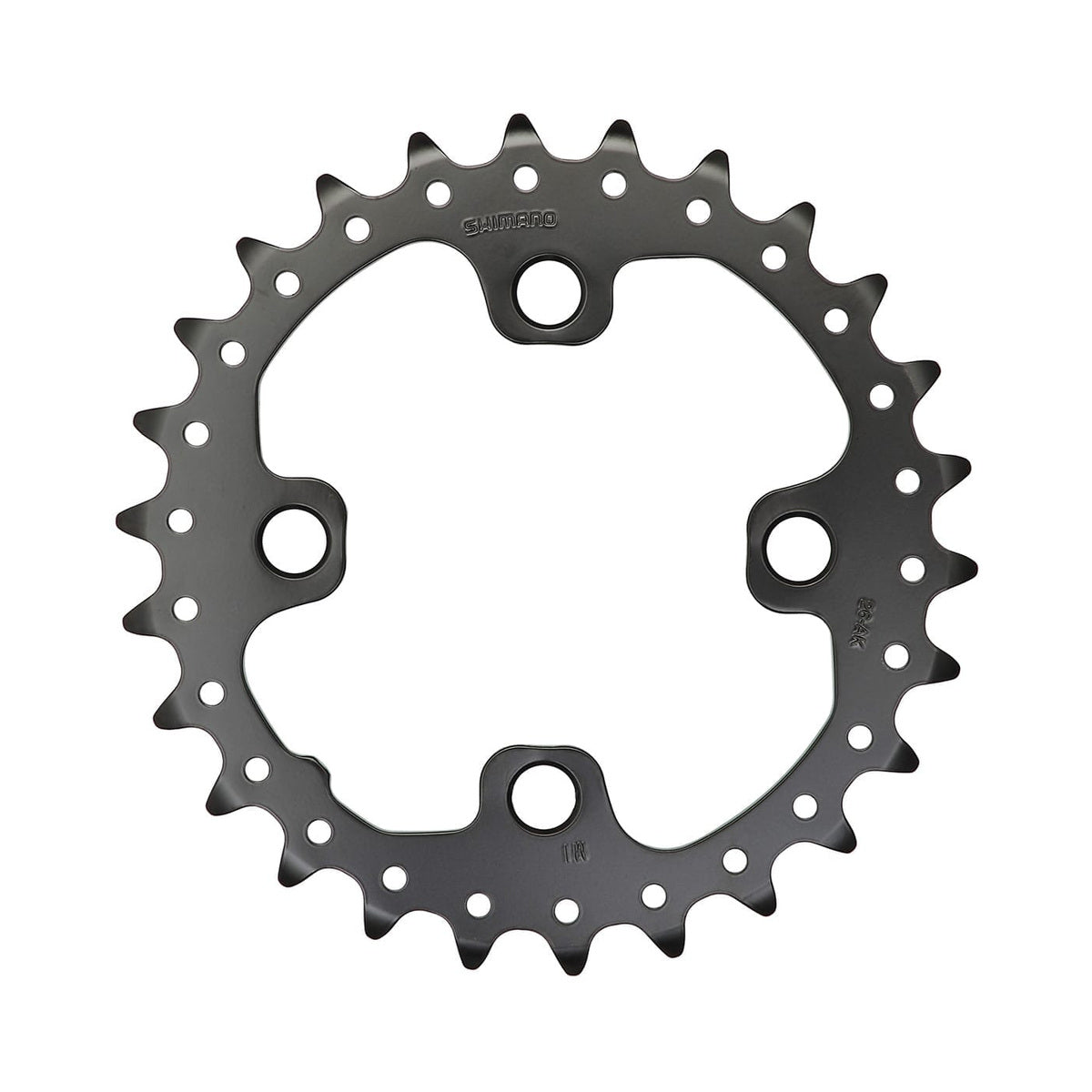 Indre klinge SHIMANO DEORE M615/SLX M675/XT M785 10-speed, 4 bolthuller, 64 mm — klingen på hvid baggrund
