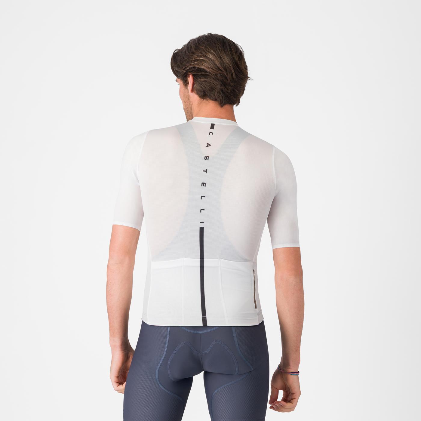 Maillot CASTELLI DRITTONE LOGO Manches Courtes Blanc