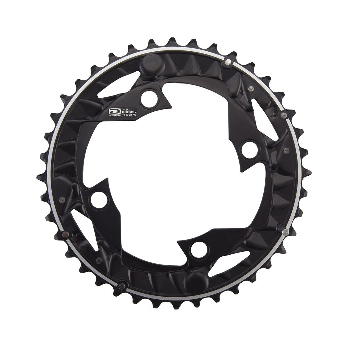 Εξωτερικός δίσκος δισκοβραχίονα SHIMANO DEORE M612 10 ταχυτήτων, τριπλός, 4 οπών, 96 mm — όψη του δίσκου σε λευκό φόντο