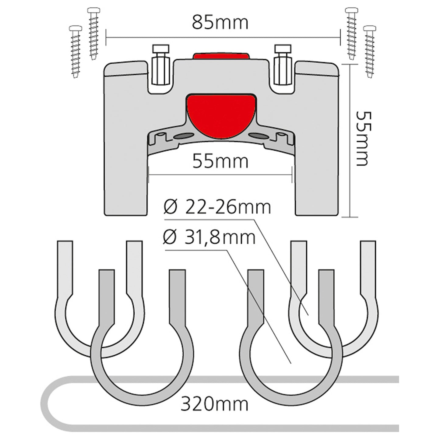 Support KLICKFIX pour Cintre Ø22-26mm / 31.8mm