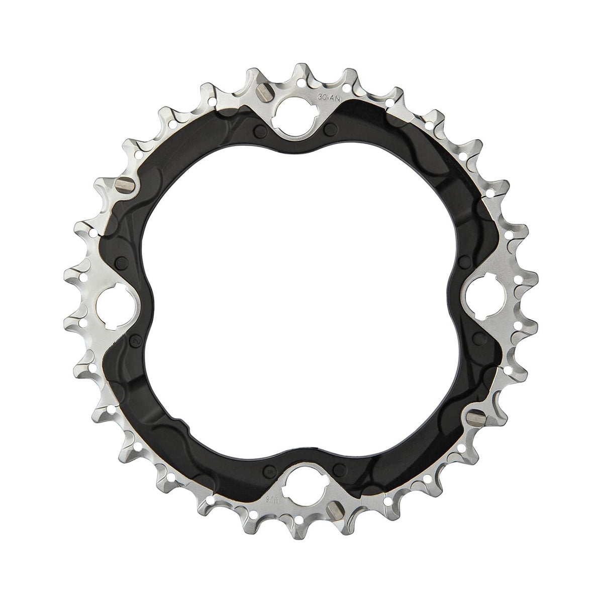 Μεσαίος δίσκος SHIMANO SLX M672/XT M782 10 ταχυτήτων, με 4 οπές, 96 mm — όψη του δίσκου σε λευκό φόντο