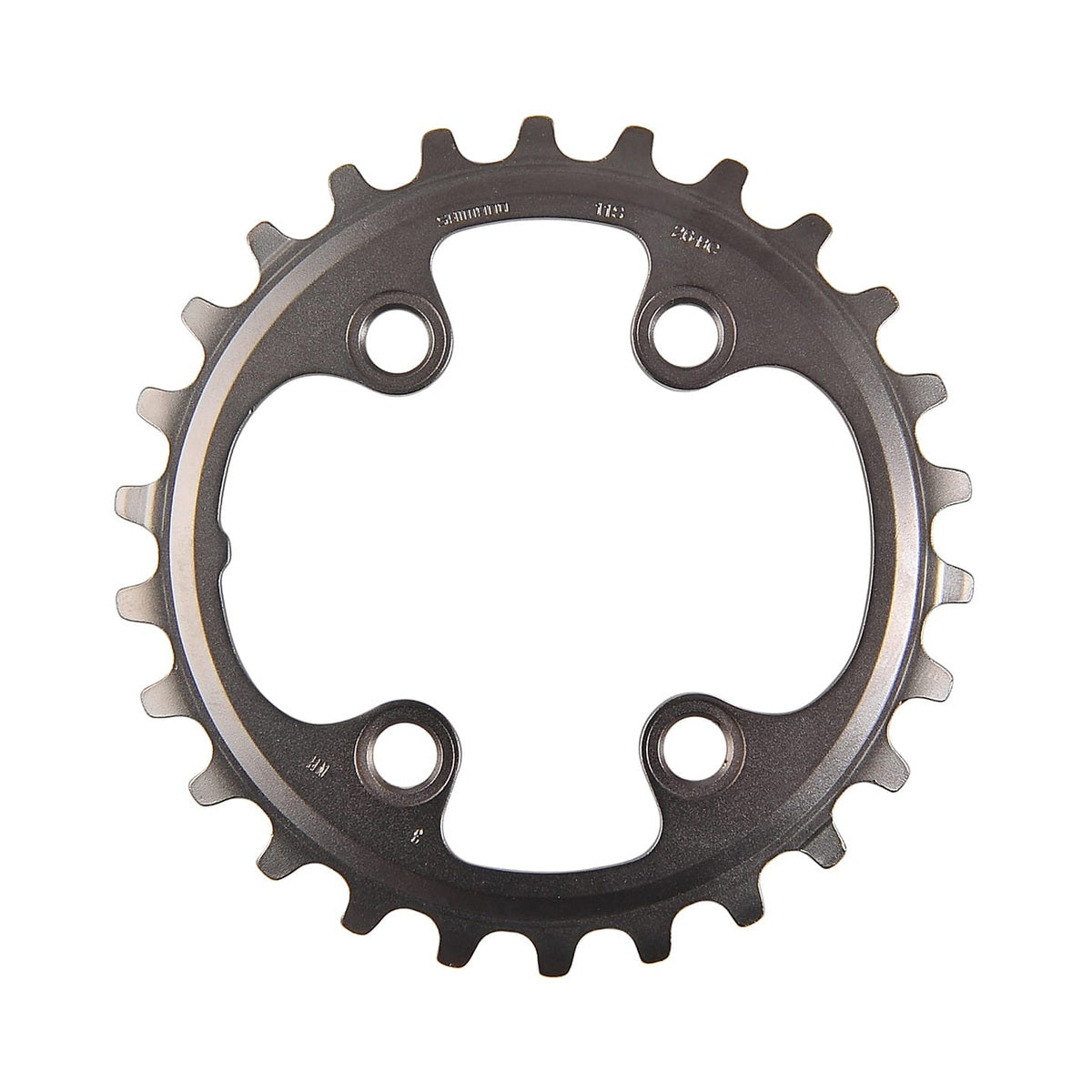 Wewnętrzna zębatka SHIMANO XT M8000 do napędu dwurzędowego, 11-rzędowa, mocowana na 4 śruby, 64 mm — widok zębatki na białym tle