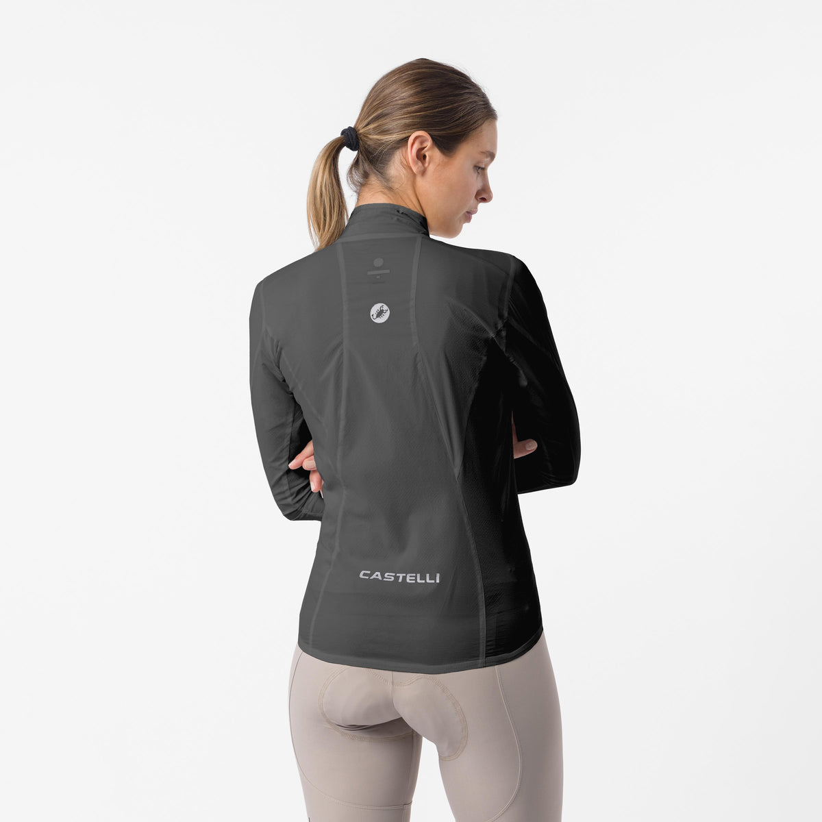Pelēka sieviešu jaka CASTELLI TRANSITION AIR – skats no aizmugures