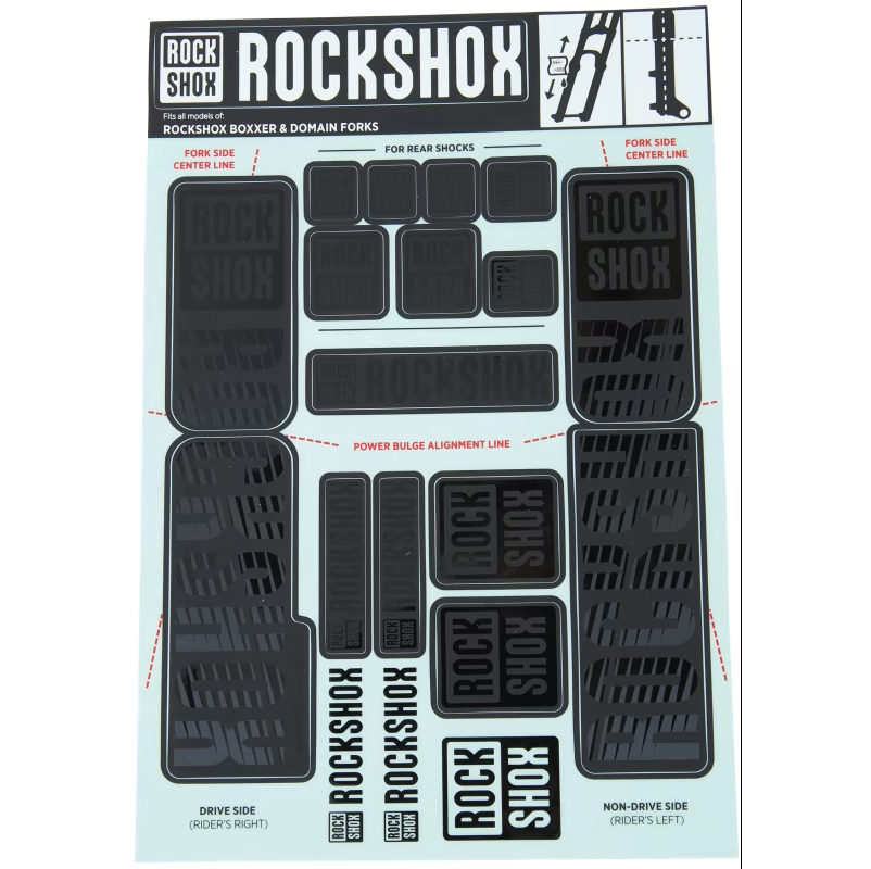 ROCKSHOX 35 mm dviejų karūnų STEALTH MY18 šakės lipdukų rinkinys, skirtas BOXXER/DOMAIN #11.4318.003.514