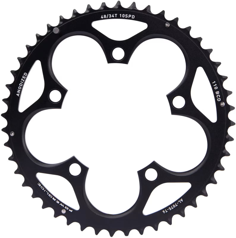 Černý hliníkový vnější převodník SRAM Road pro 10 rychlostí, 110 BCD, GXP L-PIN