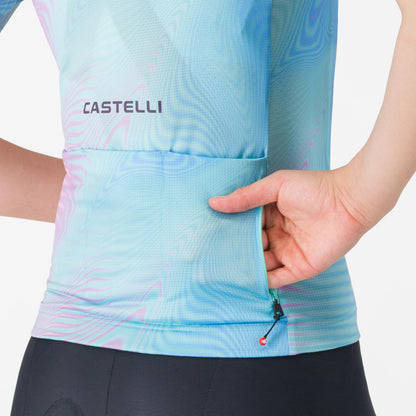 Maillot CASTELLI COSMIC VORTEX Femme Maniche Corte Blu/Rosa