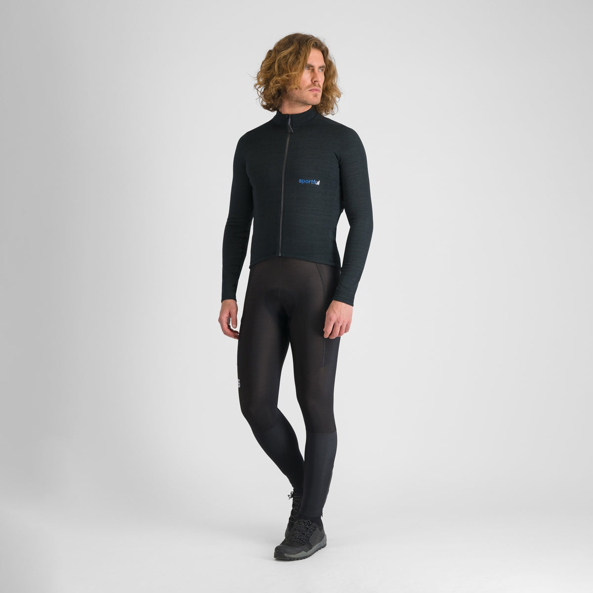 Μαύρη ποδηλατική φανέλα SPORTFUL SUPERGIARA από μαλλί με μακριά μανίκια