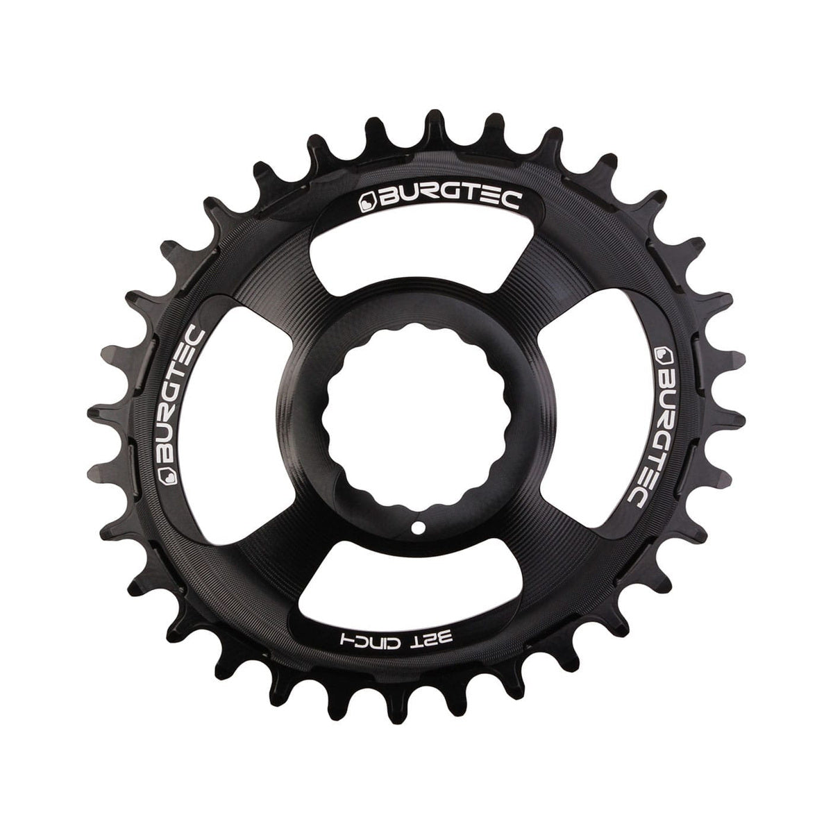 Plateau Mono BURGTEC THICK THIN OVAL RaceFace Cinch 10/11/12V Direct Mount Narrow Wide Noir — vue du plateau sur fond blanc