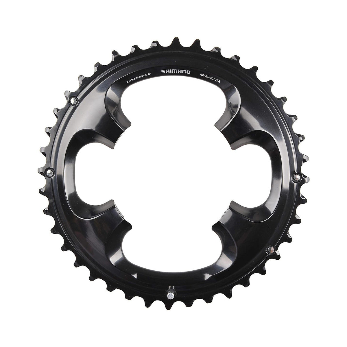 SHIMANO XT M8000 -ulkoeturatas, 11-vaihteinen, kolmirattaiseen kampisarjaan, nelipulttikiinnitys, 96 mm — eturatas valkoisella taustalla