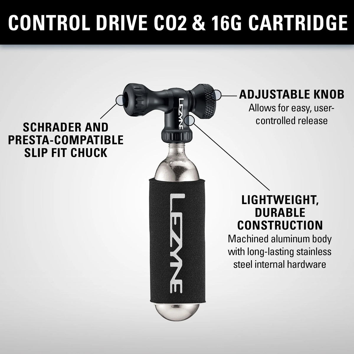 LEZYNE CONTROL DRIVE CO2-patronos pumpafej + piros menetes CO2-patron