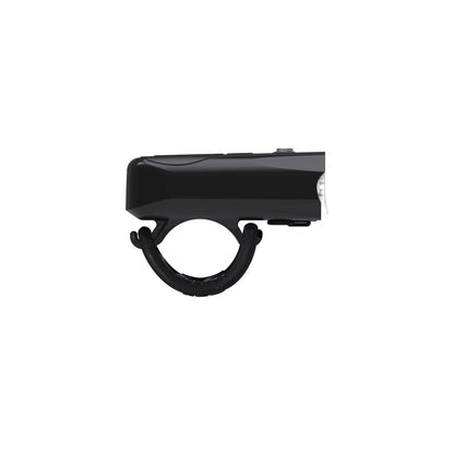 Vista lateral da luz dianteira LEZYNE KTV DRIVE PRO 300+ com correia de fixação