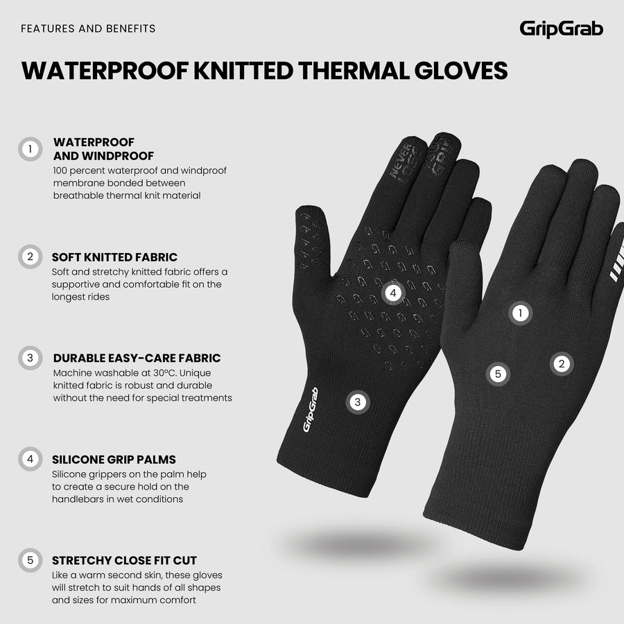 GRIPGRAB WINTERHANDSCHUHE, WASSERDICHT, Schwarz