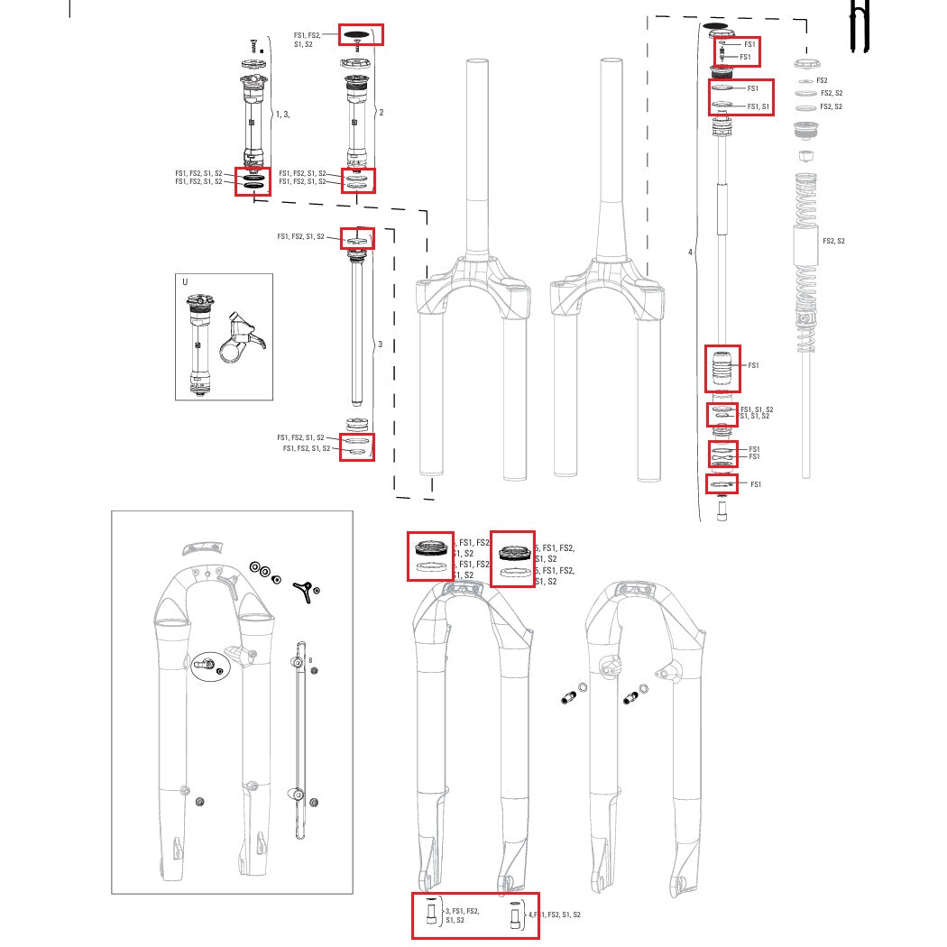 ROCKSHOX SOLO AIR Komplett-Dichtungssatz für Federgabel #11.4018.056.000