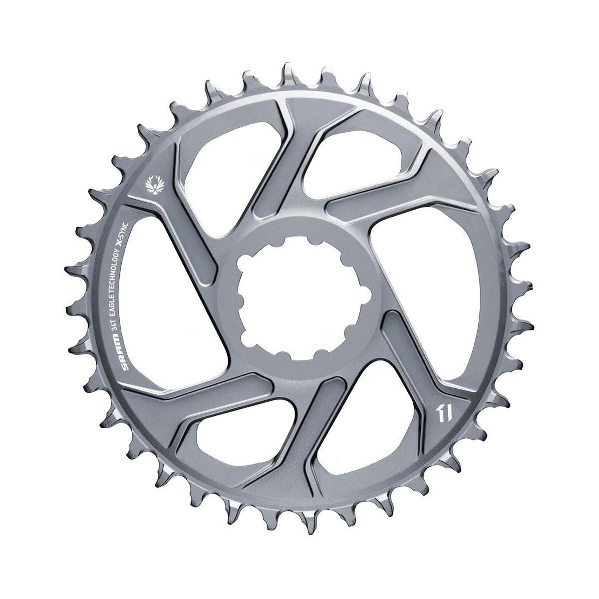 SRAM EAGLE X-SYNC 2 BOOST enkeltklinge til 11/12-speed, Direct Mount, 3 mm offset, grå — klingen på hvid baggrund
