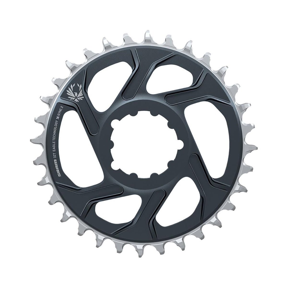 Zębatka jednorzędowa SRAM X-SYNC 2 EAGLE, 12-rzędowa, Direct Mount, odsadzenie 4 mm, Lunar Grey — widok zębatki na białym tle