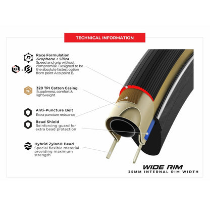 Pneu VITTORIA CORSA PRO WIDE Graphene G2.0 Tubeless Ready Beige