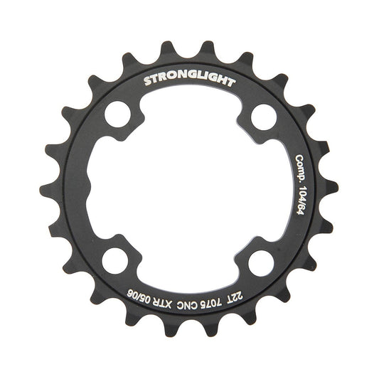 STRONGLIGHT SHIMANO XTR M960 -sisempi eturatas, 9-vaihteinen, 4 kiinnitysreikää, 64 mm — eturatas valkoisella taustalla