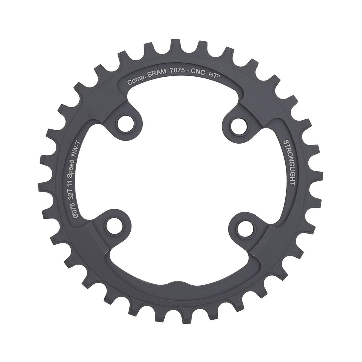Μονός δίσκος STRONGLIGHT HT3 για Sram XX1, με στενά-φαρδιά δόντια, 11 ταχυτήτων, 4 οπών, 76 mm — ο δίσκος σε λευκό φόντο
