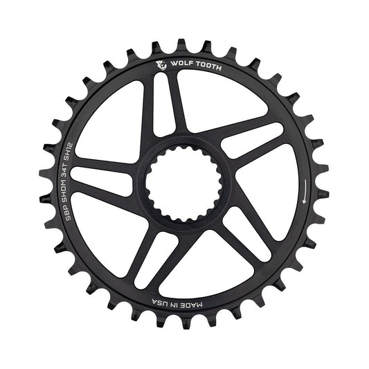 Zębatka jednorzędowa WOLF TOOTH BOOST, 12-rzędowa, Shimano Direct Mount, odsadzenie 3 mm, czarna — widok zębatki na białym tle