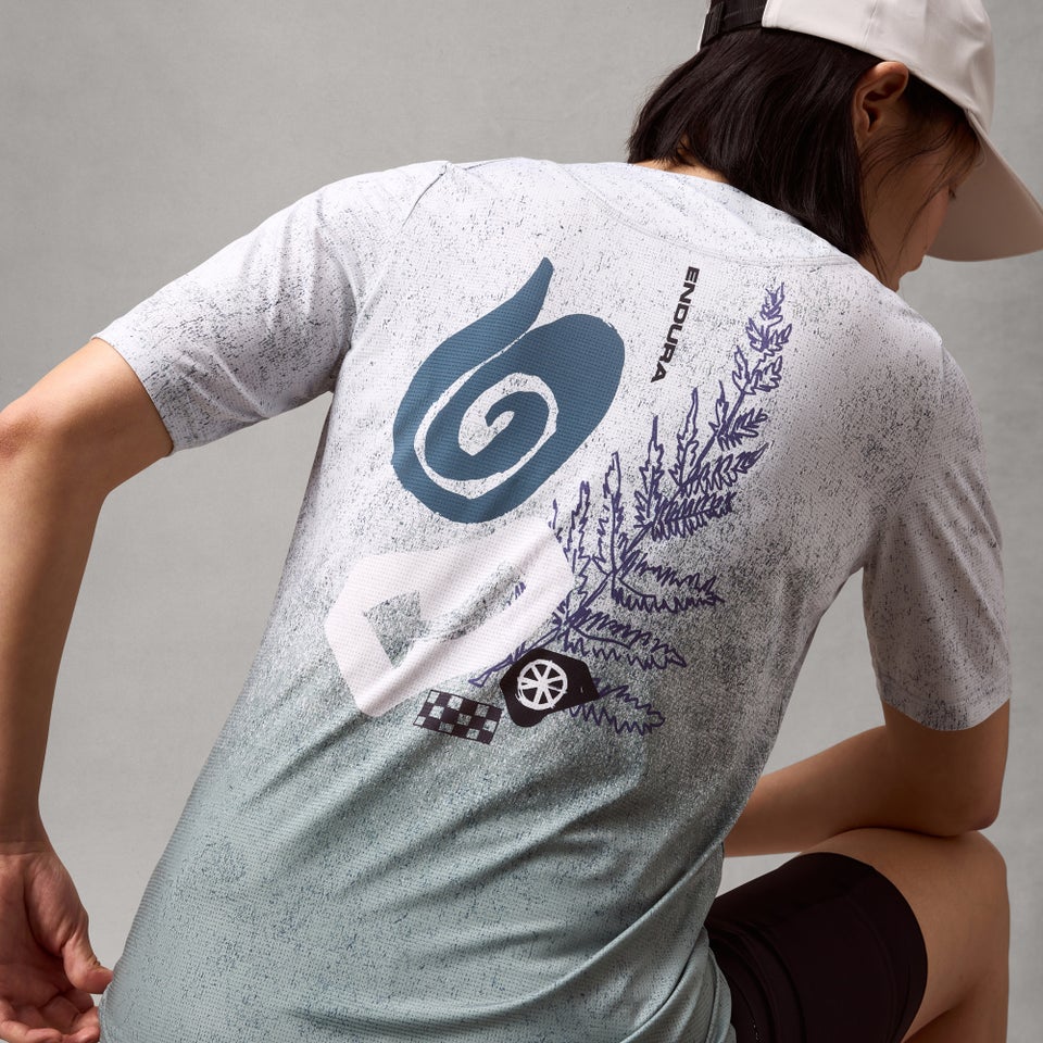 Maillot ENDURA SINGLETRACK PRINT Manches Courtes Femme Aero Blue