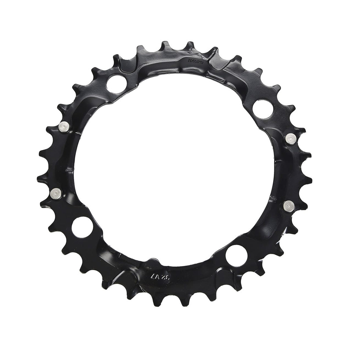 Mellemste SRAM MTB 104BCD-klinge til 7 gear, 4 bolthuller, 104 mm — klingen på hvid baggrund