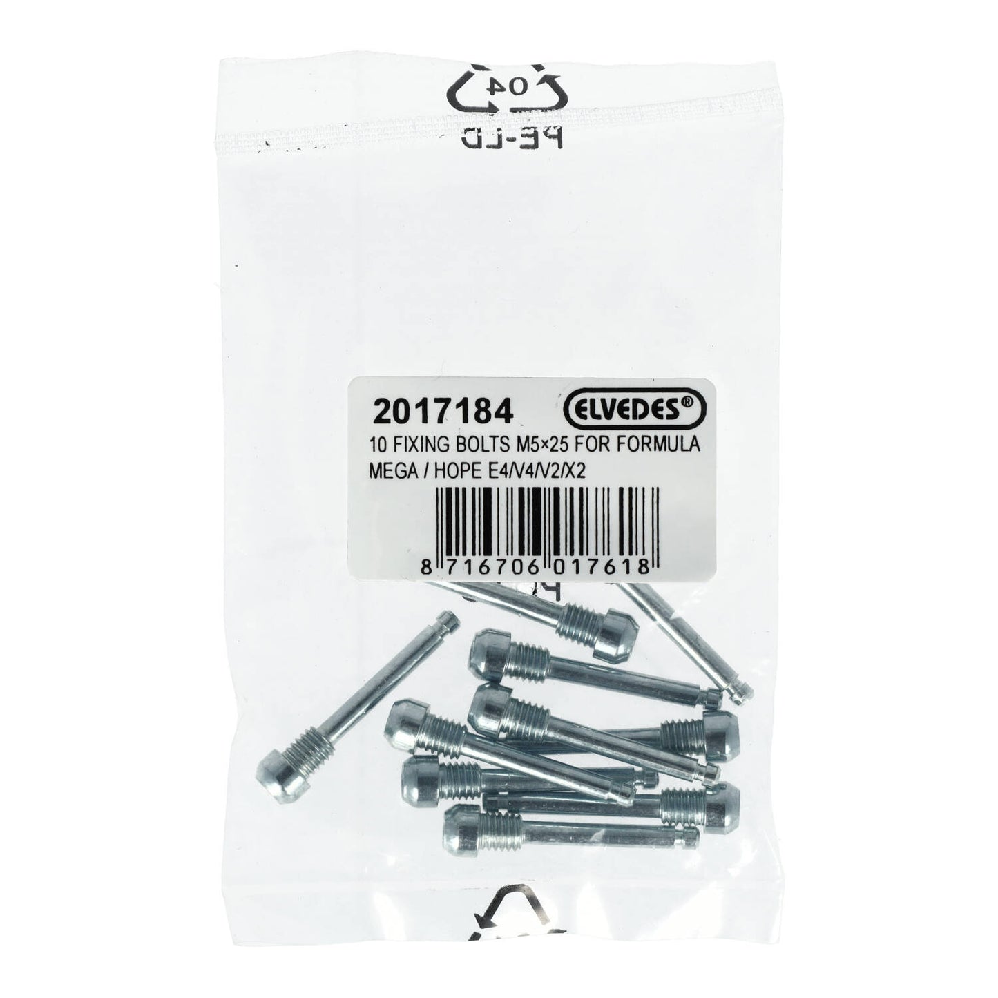 Juego de 10 tornillos ELVEDES M5x25mm para insertos Formula Mega/HOPE E4/V4/X2/V2