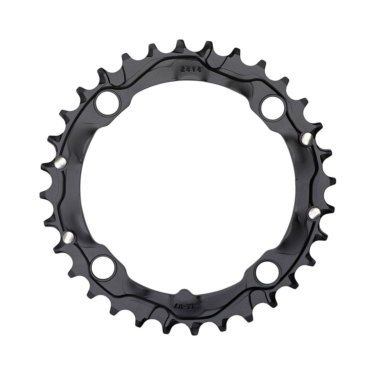 Plato intermedio TRUVATIV MTB 9 velocidades, 4 orificios, 104 mm — vista del plato sobre fondo blanco