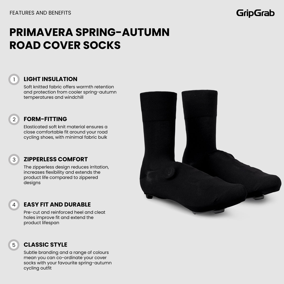 Overschoenen GRIPGRAB PRIMAVERA SPRING AUTUMN ROAD zwart