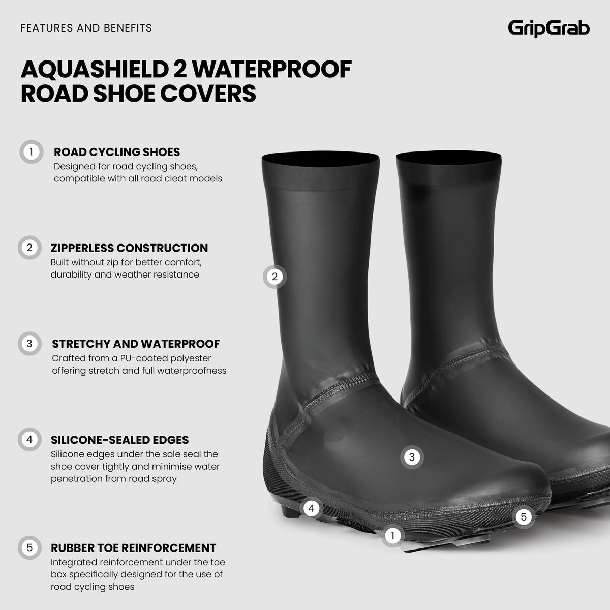 Copriscarpe GRIPGRAB AQUASHIELD 2 WATERPROOF ROAD nero
