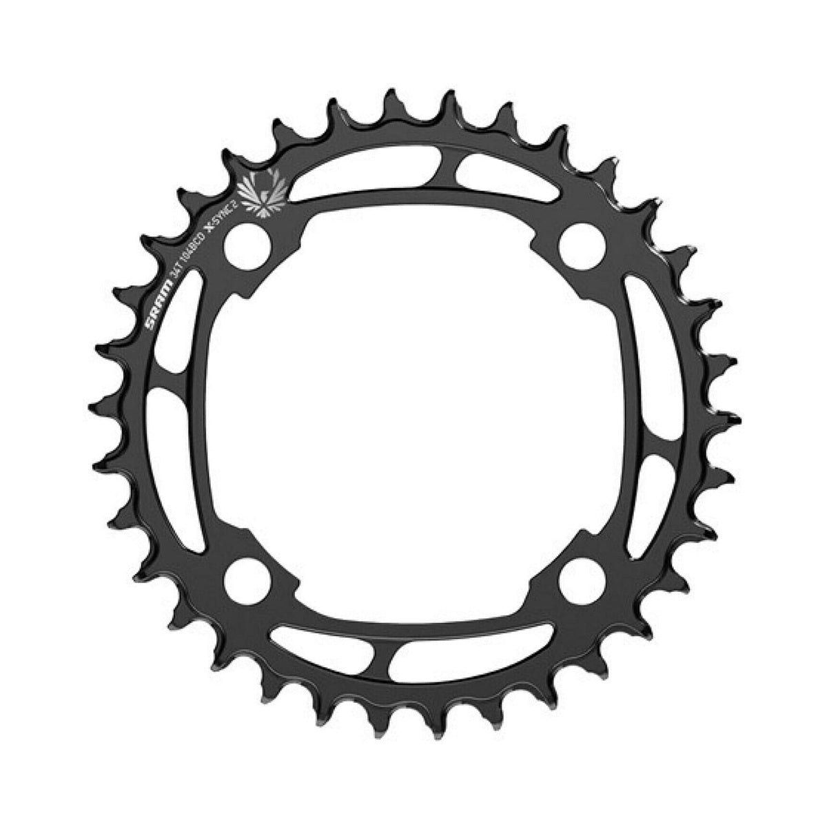 SRAM EAGLE X-SYNC2 12-speed single chainring, steel, 4-bolt, 104 mm — chainring on a white background
