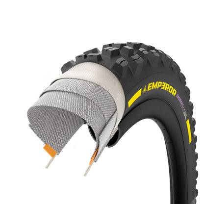 Opona PIRELLI SCORPION EMPEROR 29x2.40 Supersoft DH+Wall Tubeless Ready, zwijana, czarno-żółta Team Edition