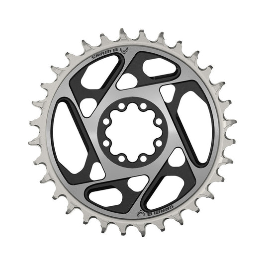 SRAM XX-SL T-TYPE EAGLE BOOST 12-speed single chainring, direct mount, 0 mm offset, black/silver — chainring on a white background