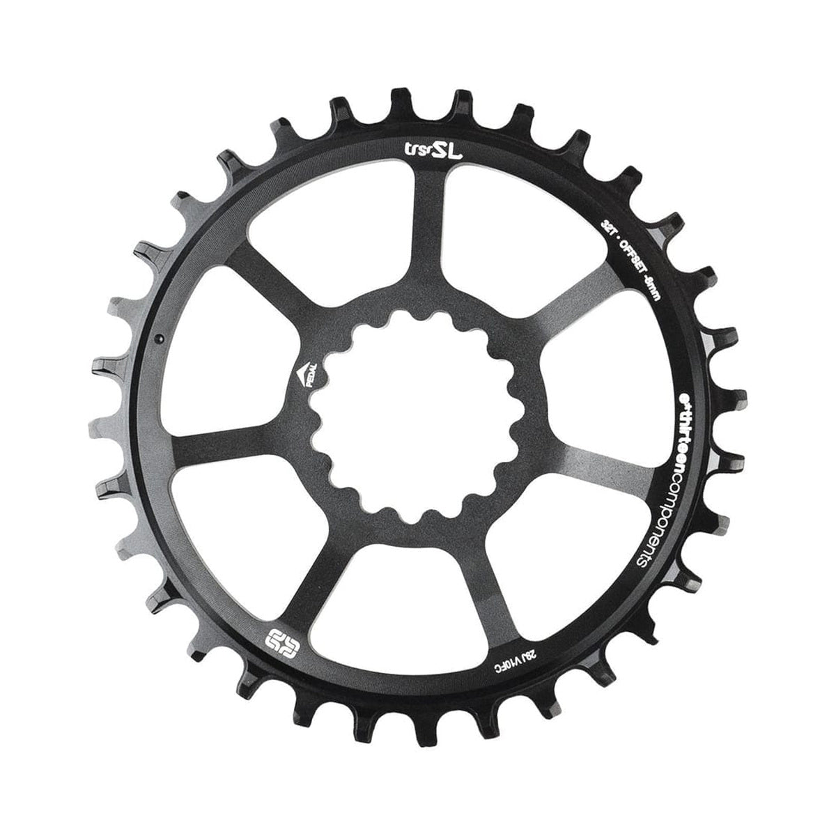 E-THIRTEEN SL Direct Mount singleklinge til 10/11/12 gear, Non-Boost, 8 mm offset — klingen vist på hvid baggrund