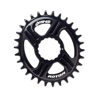 Corona monocorona ovale 10/11/12 velocità ROTOR Q-RING RaceFace Cinch a montaggio diretto — vista della corona su sfondo bianco
