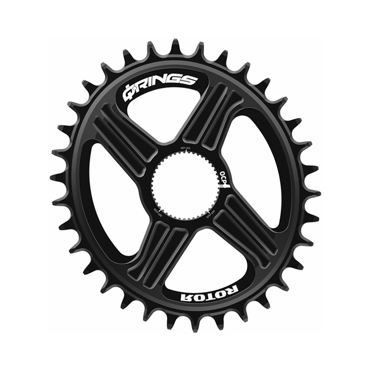 ROTOR Q-RING -soikea 1x-eturatas, 9/10/11-vaihteinen, suorakiinnitys Hawk/Raptor/Kapic/INpower/2INpower-kampiin — eturatas valkoisella taustalla