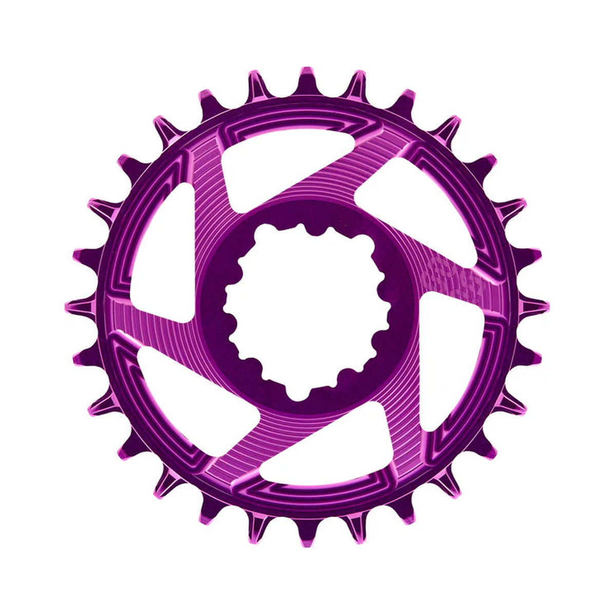 Prato único E-THIRTEEN HELIX RACE 11/12V de montagem direta SRAM Boost, desvio de 3 mm, violeta — vista do prato sobre fundo branco
