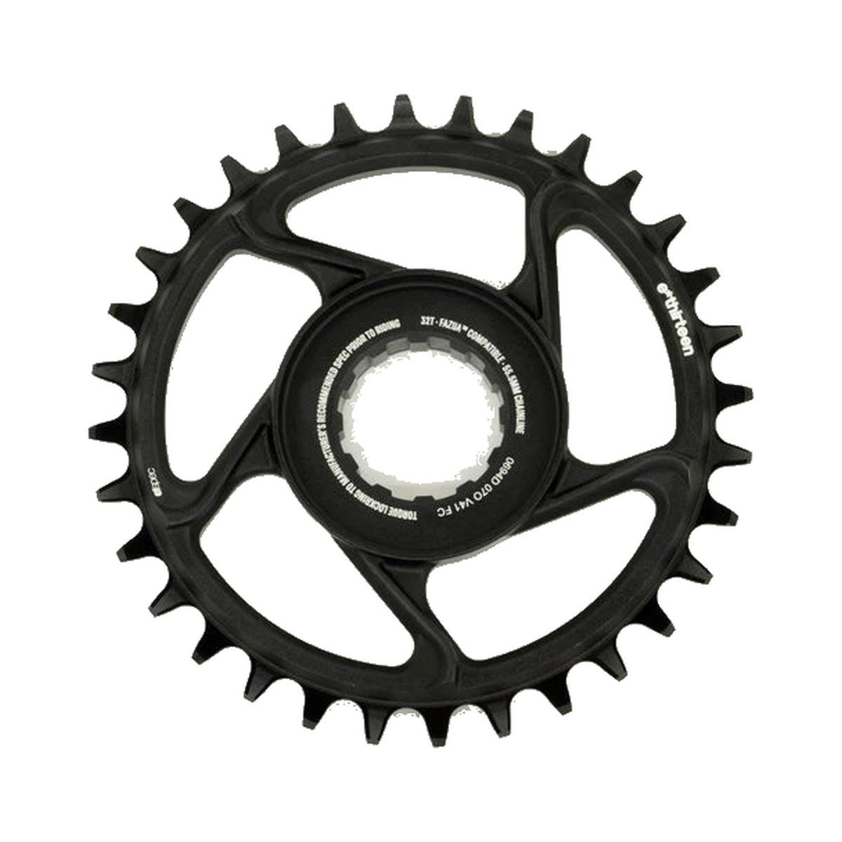 Μονός δίσκος E-THIRTEEN E-SPEC 11/12 ταχυτήτων Direct Mount για FAZUA — όψη σε λευκό φόντο