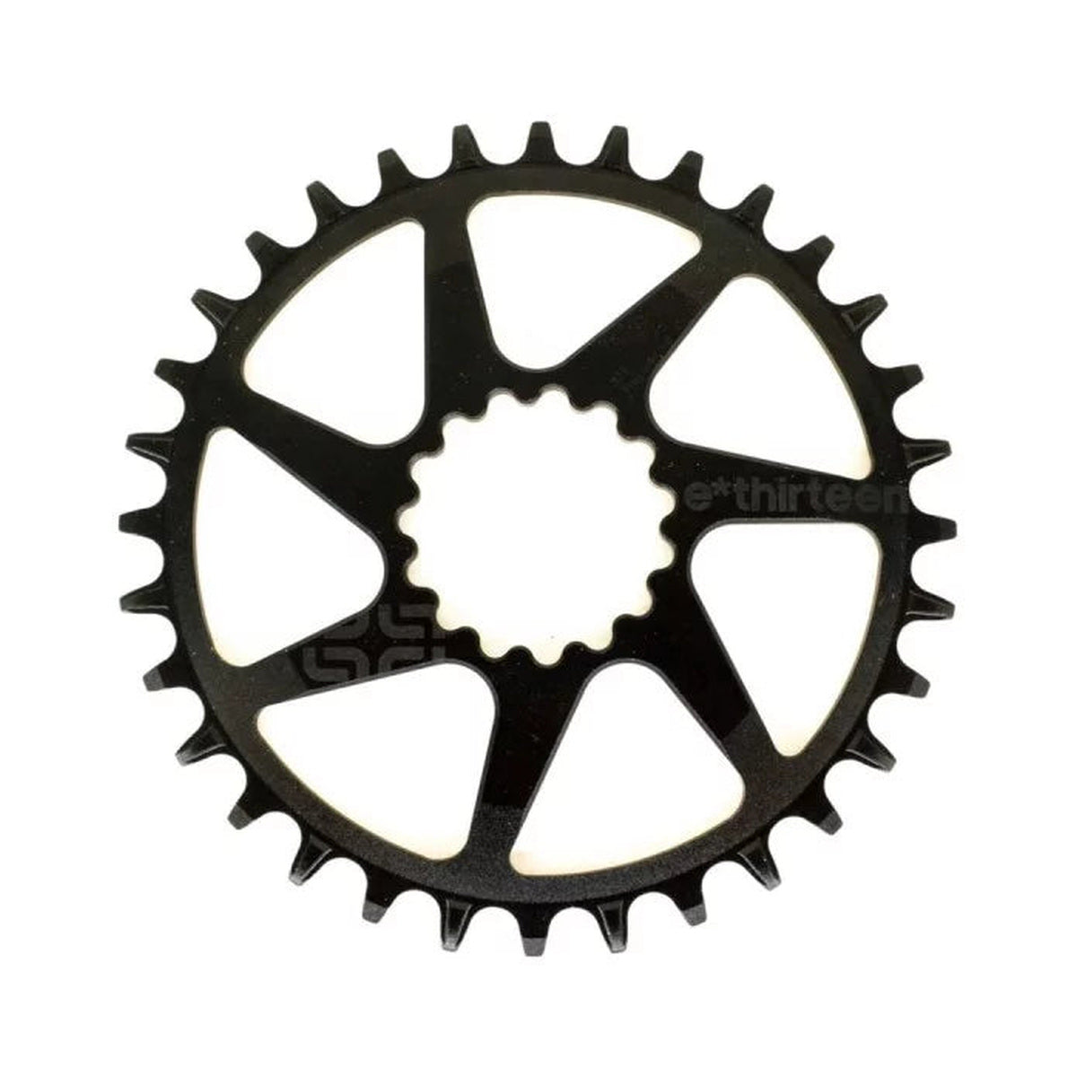 E-THIRTEEN HELIX PLUS enkeltklinge, 11/12-speed, Direct Mount, Boost/SuperBoost 52/55 mm — klingen på hvid baggrund