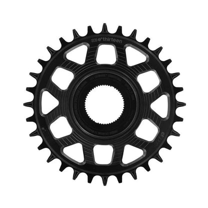 E-THIRTEEN HELIX RACE E-SPEC single chainring, 11/12-speed, Shimano EP8 direct mount, black — chainring on a white background