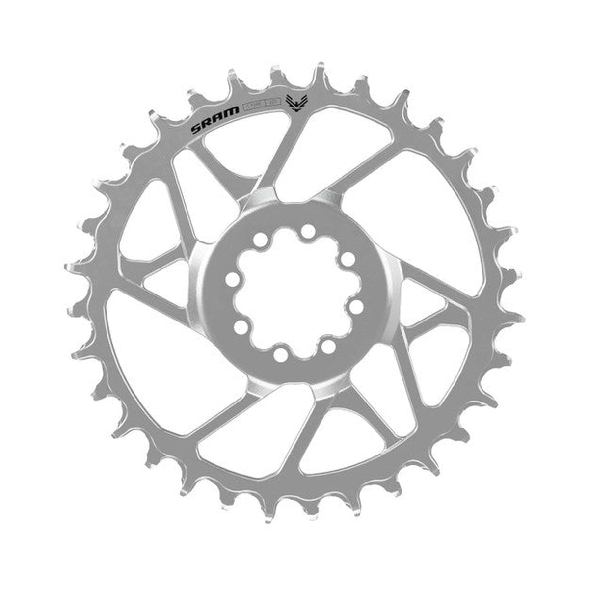 Plateau Mono SRAM EAGLE 90 T-TYPE BOOST 12V DM Offset 3mm Argent — vue du plateau sur fond blanc
