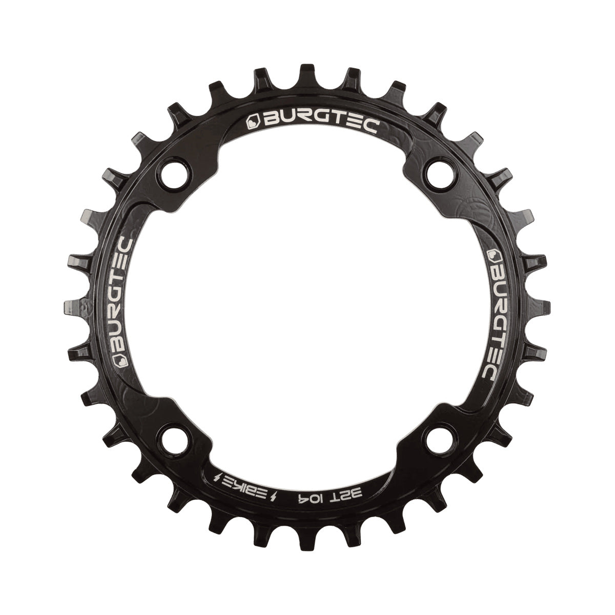 Corona monocorona BURGTEC E-BIKE THICK THIN interna 104 mm — vista della corona su sfondo bianco